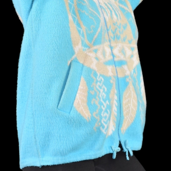 Vintage Artesanias Tuntaquimba Wool Jacket Blue Blanket Southwestern Eagle Large - Picture 8 of 15